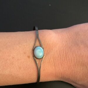 Silver Bracelet with Blue Stone